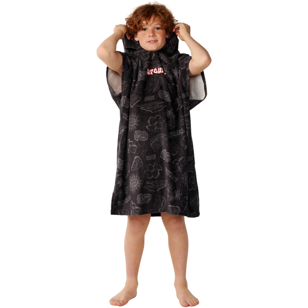 2026 Rip Curl Junior Sessions Hooded Towel  00DBTO - Washed Black